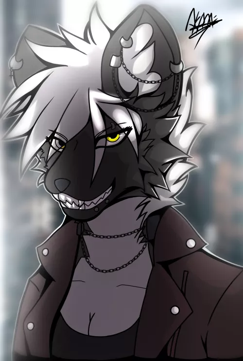 another commission ! a cool hyena🖤 (Slot open for commission)