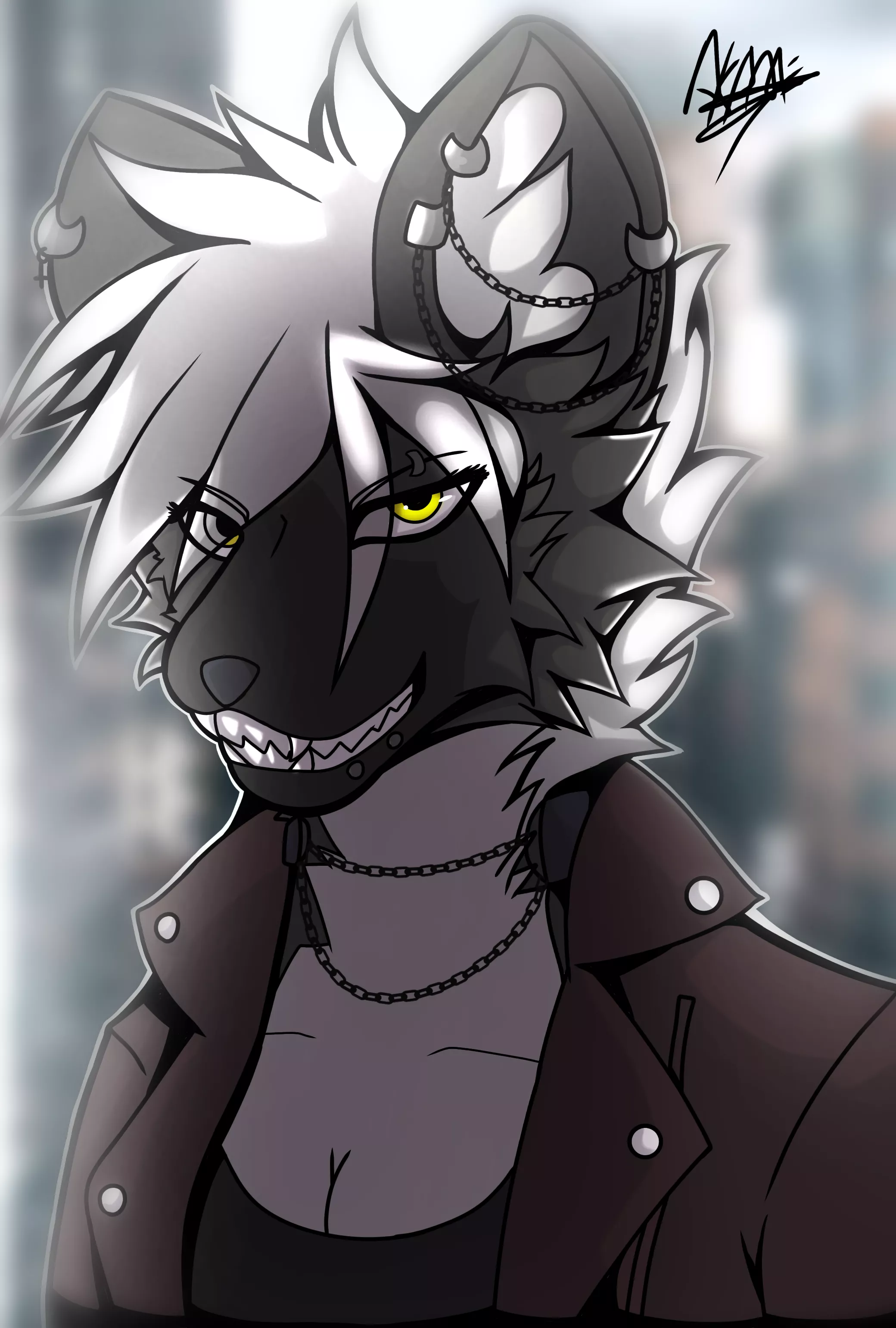 another commission ! a cool hyena🖤 (Slot open for commission)