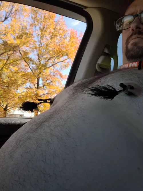 cold day but I love nipple clamps to much