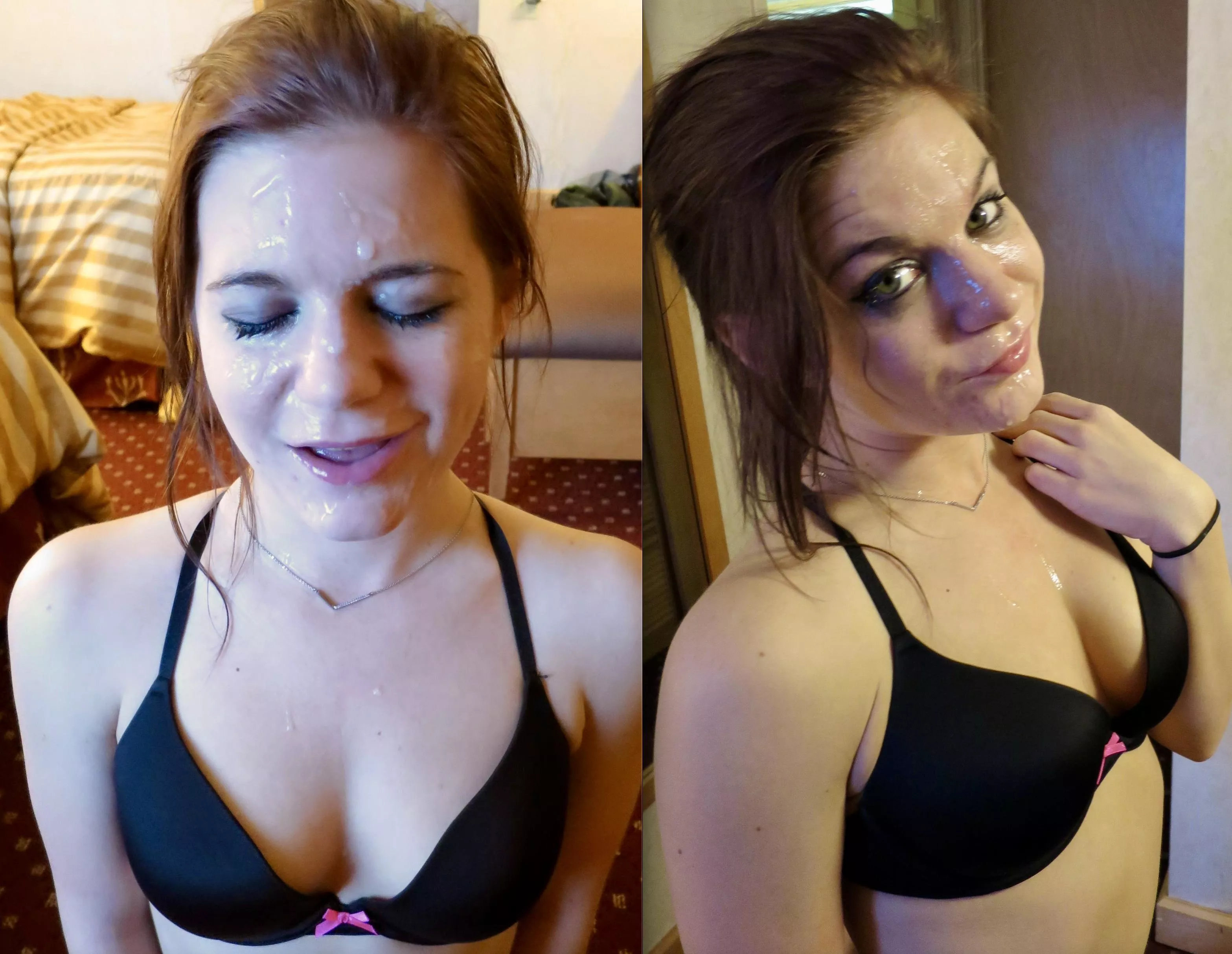 Cum is the best makeup and she knows it