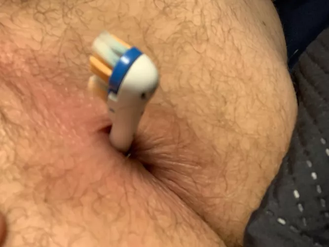 Day 4 of anal training and I have made it to the end of my 6 inch toothbrush I think I am ready for a dildo or maybe your cock