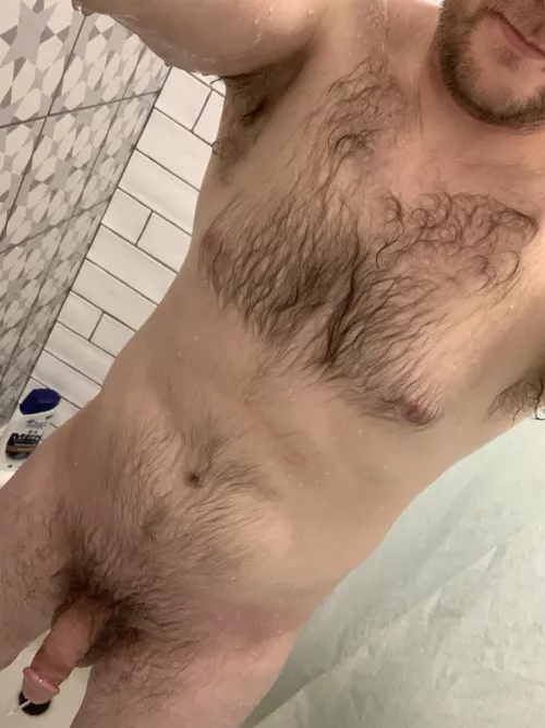 Embracing my hairy chest. Join me?