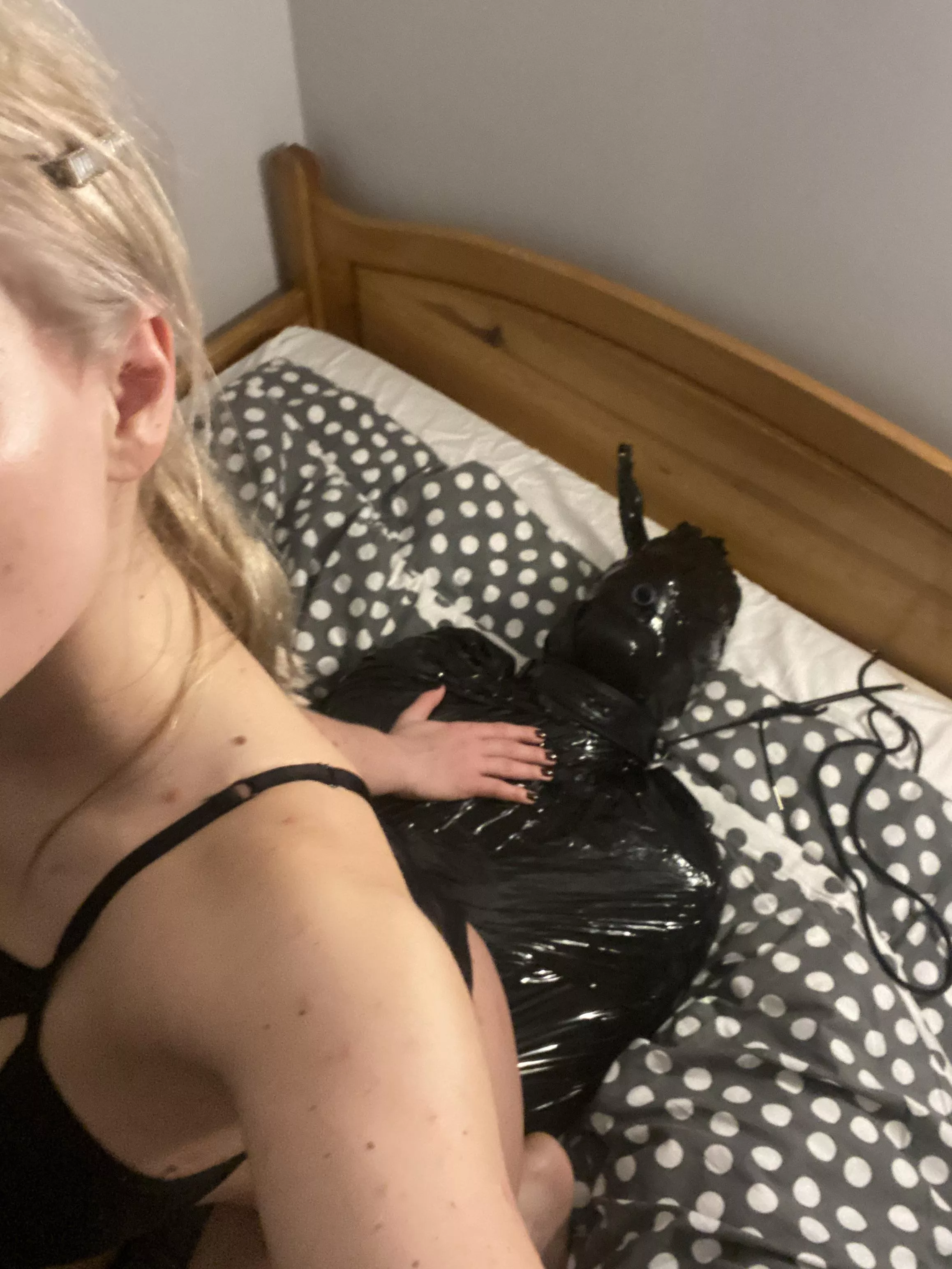 First time I turned my fiance into a blind and death mummy with just a cock to torture. I loved it! ❤️