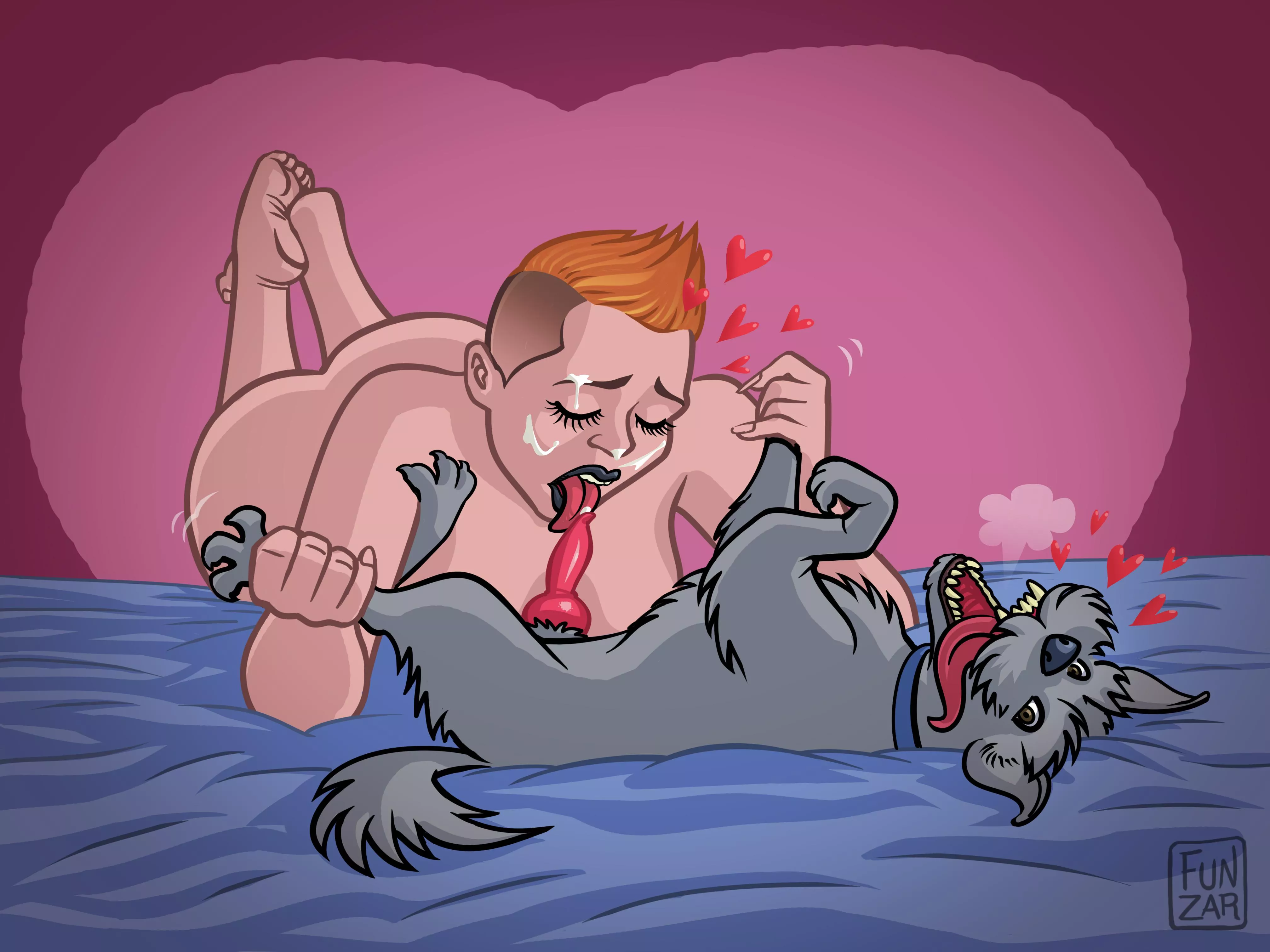 Having fun with a mouthful of the family dog (Funzar)