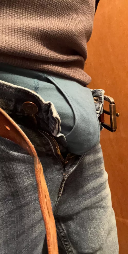 Having trouble getting my jeans over my big bulge