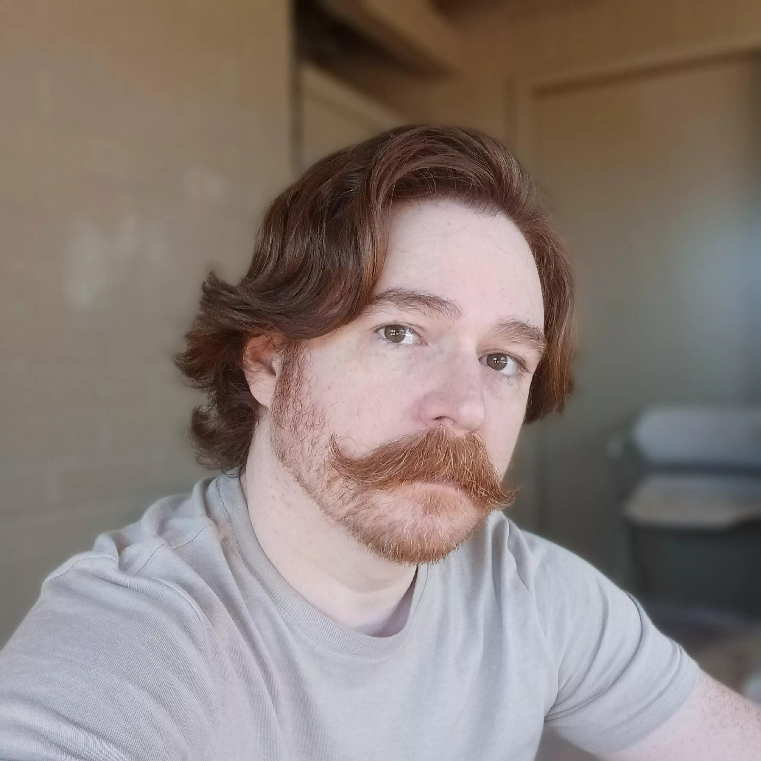 I thought the mustache was looking good today. Been letting the stubble and hair grow, but will clean up both at some point.