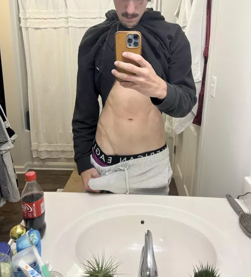 Just a tease of my cock wanting to cum out! Message me girls to see more :)