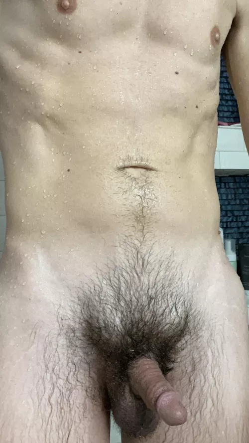 Just out of the shower