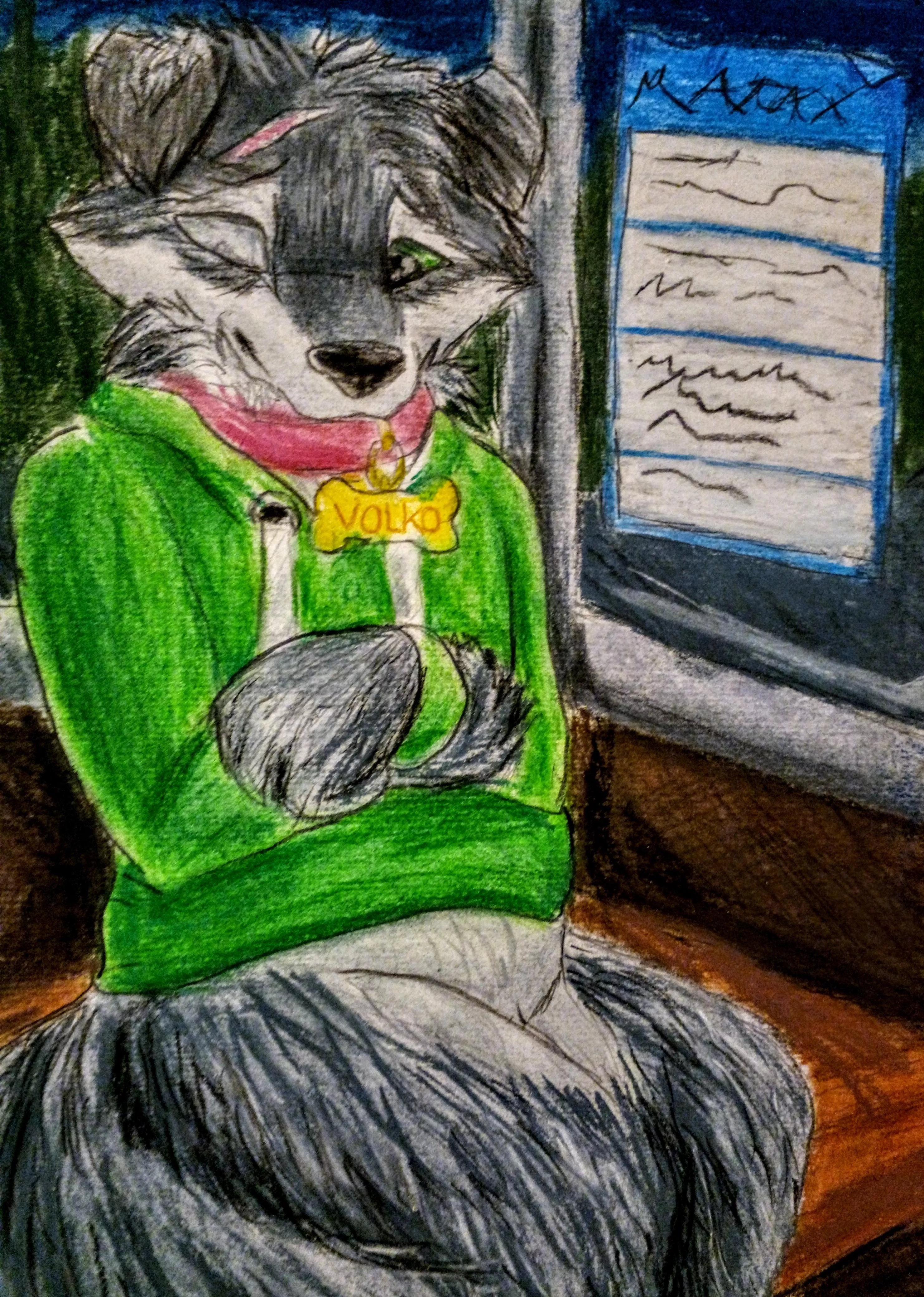 Little sad and tired Volko (soft pastels and colored pencils drawing by me)