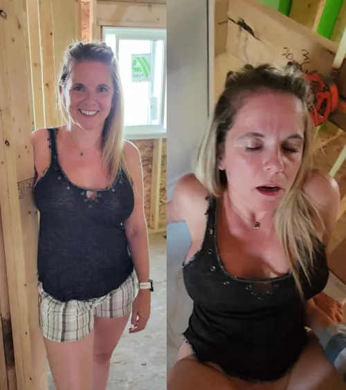 my boy toy works construction so he brought me onto his site and fucked me...