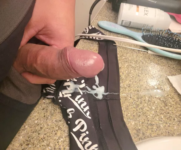 precum turned into Cumming on wife's panties