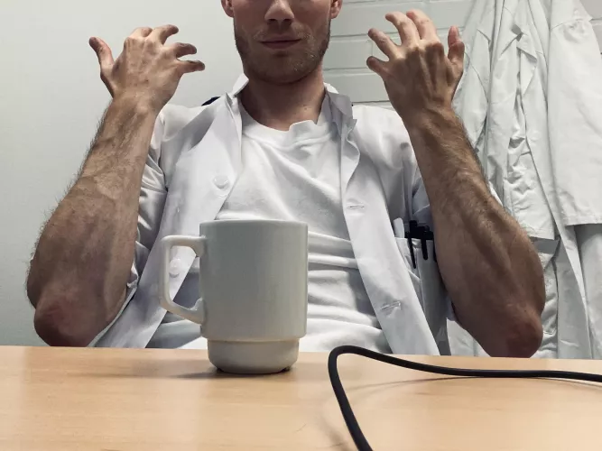 Quick coffee break before the next patient