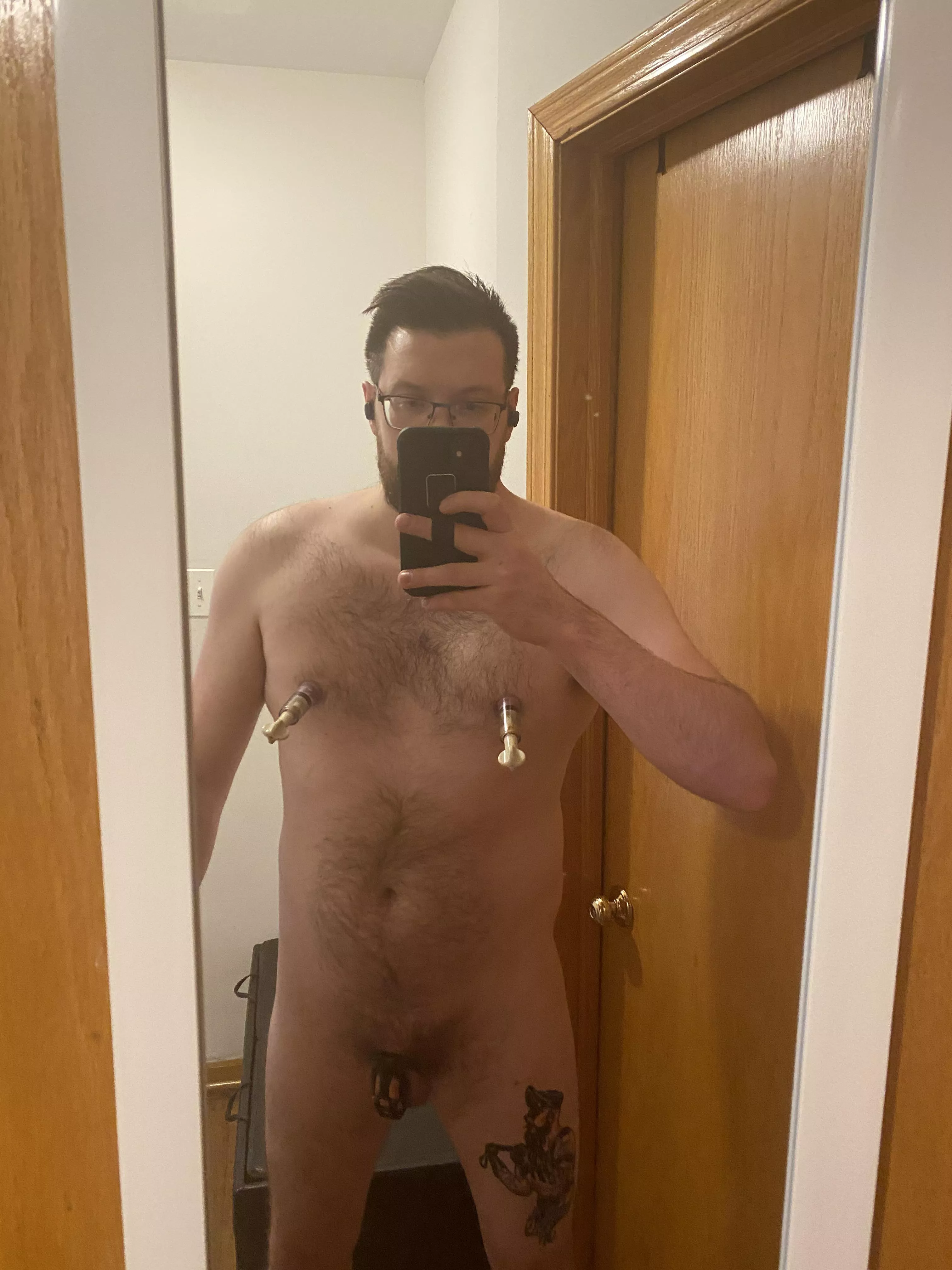 Tits pumped, plugged, locked, horny