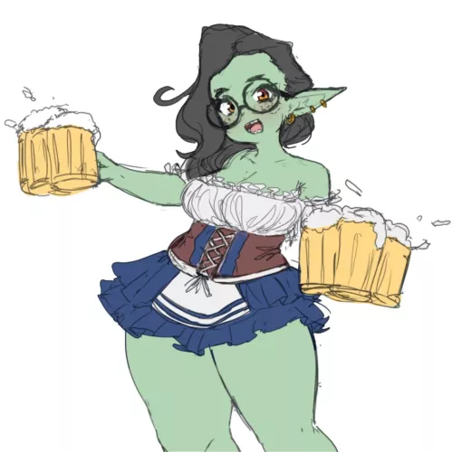 A Goblin barmaid, by @tamamonokama
