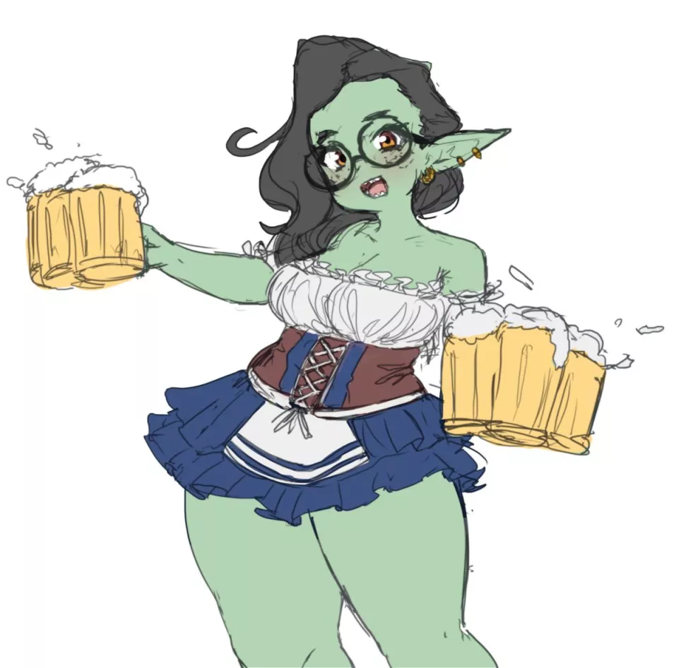 A Goblin barmaid, by @tamamonokama