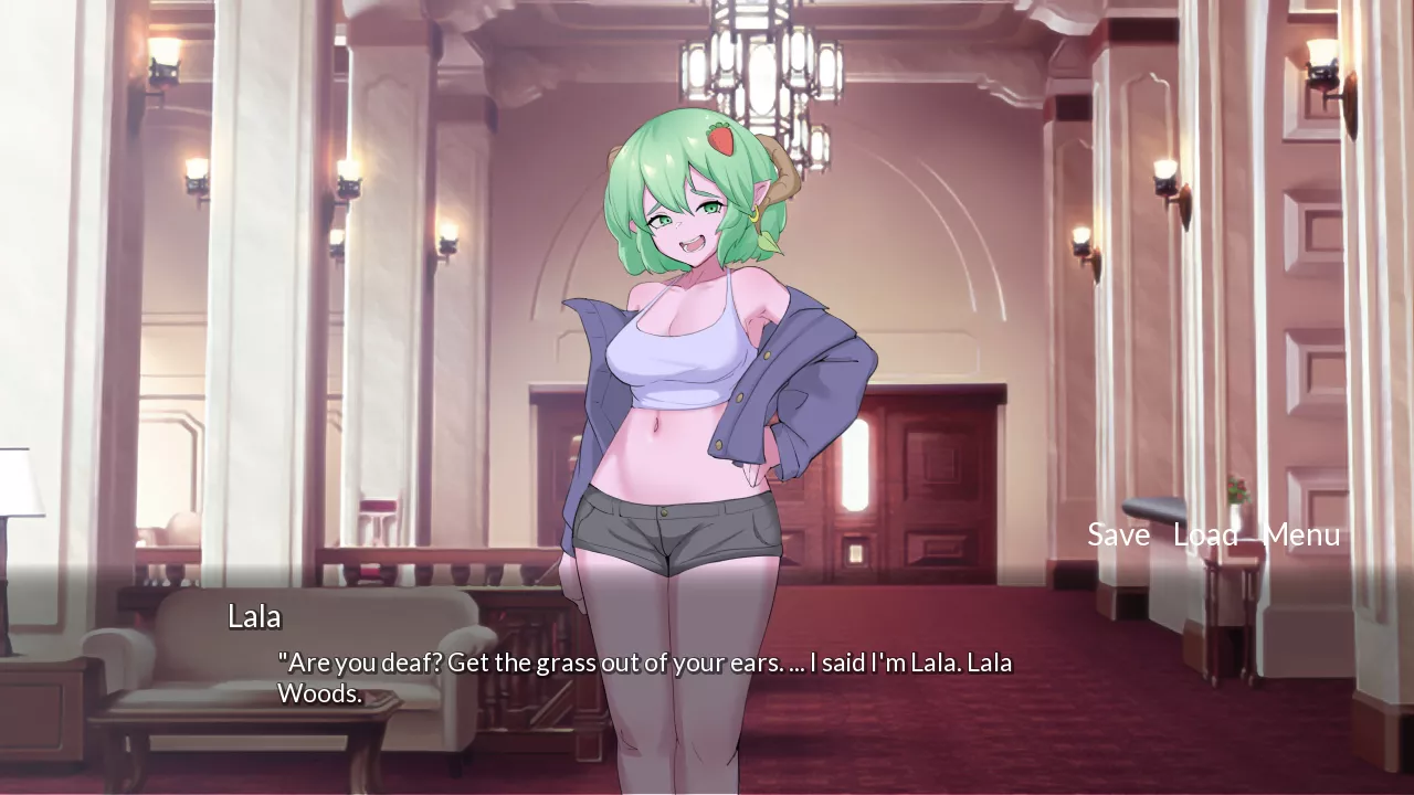 A mouthy strawberry girl in need of corrective action. 💢