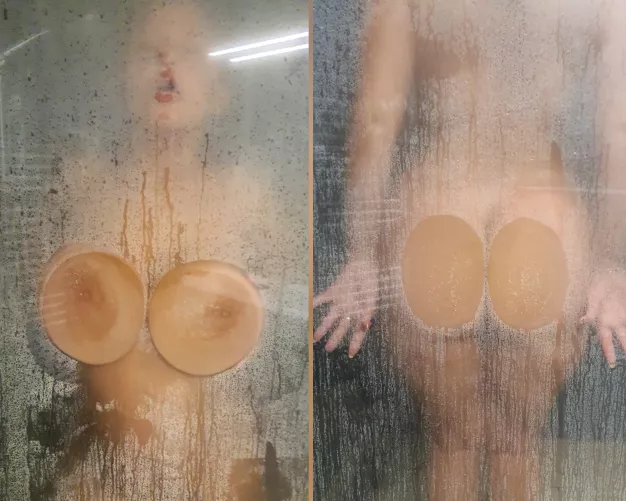 As you can see for yourself, with these shapes of mine, I barely fit in the shower stall. Heh