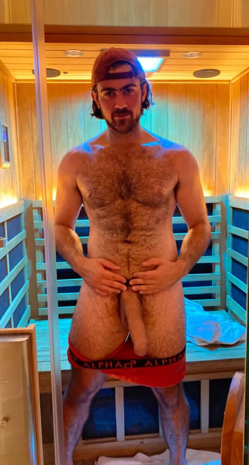 Cock out in sauna :)