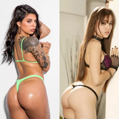 [Gina Valentina] vs [Sasha Grey] Round-robin. Which babe’s juicy ass is begging for your hard cock?