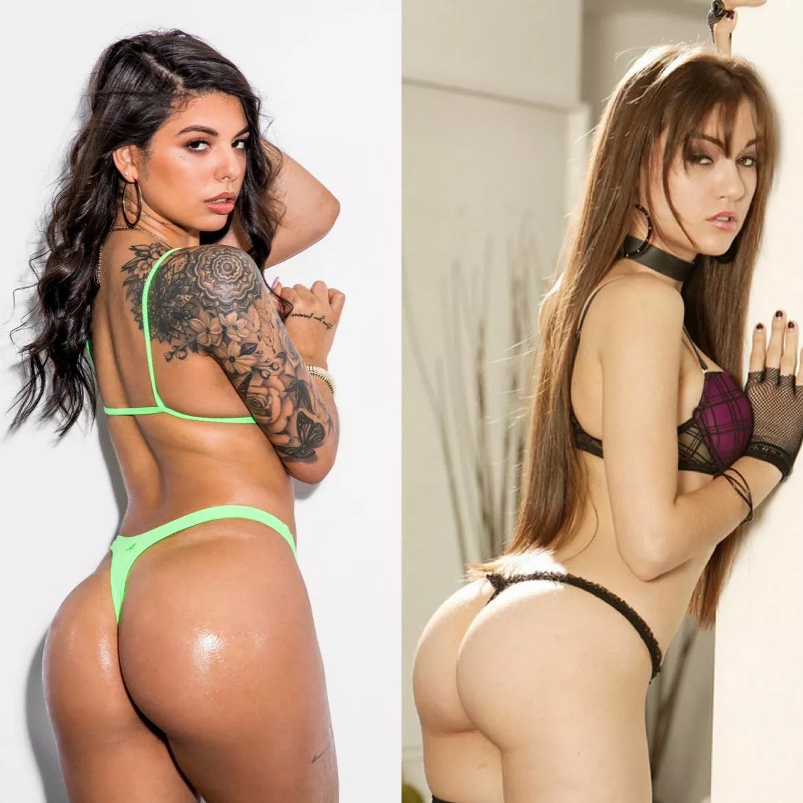 [Gina Valentina] vs [Sasha Grey] Round-robin. Which babe’s juicy ass is begging for your hard cock?