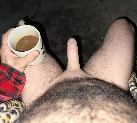 Hot coffee, hard cock