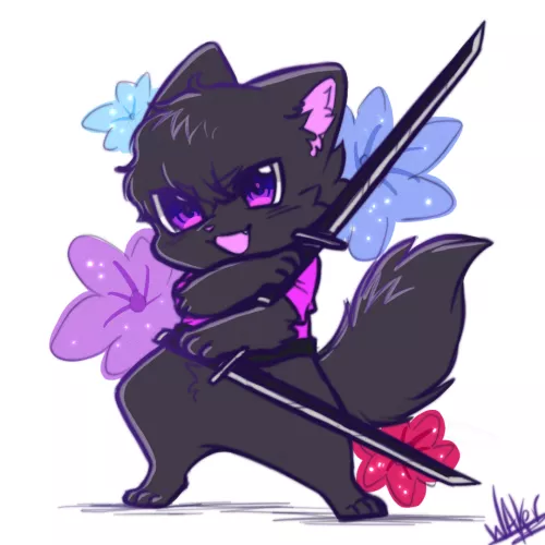 My little samurai cat. Commissioned this art from Waker6081.