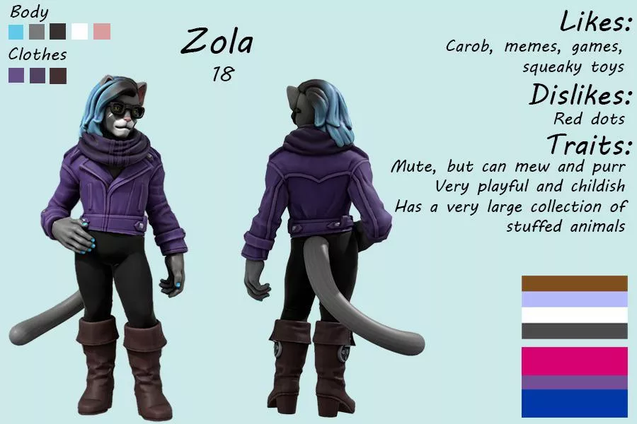 Ref sheet for my sona, but made with hero forge because I can’t draw