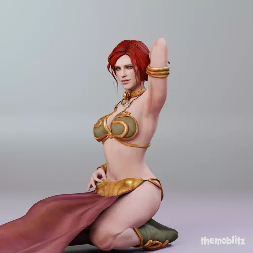 Triss in Slave Leia outfit (themoblitz)