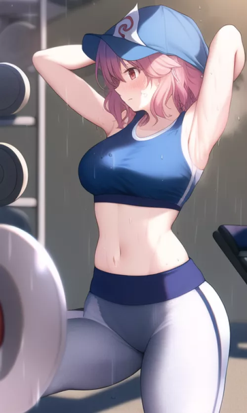 Yuyugo at the gym [AI generated][Sportswear]
