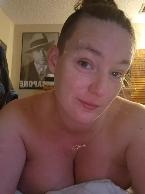 Husband says I've never looked prettier than I do with a fresh load of cum on my face. What do you think?