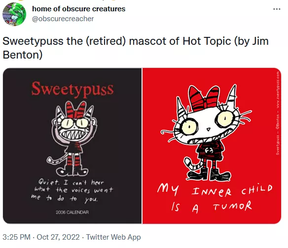 it seems hot topics old mascot is becoming known again