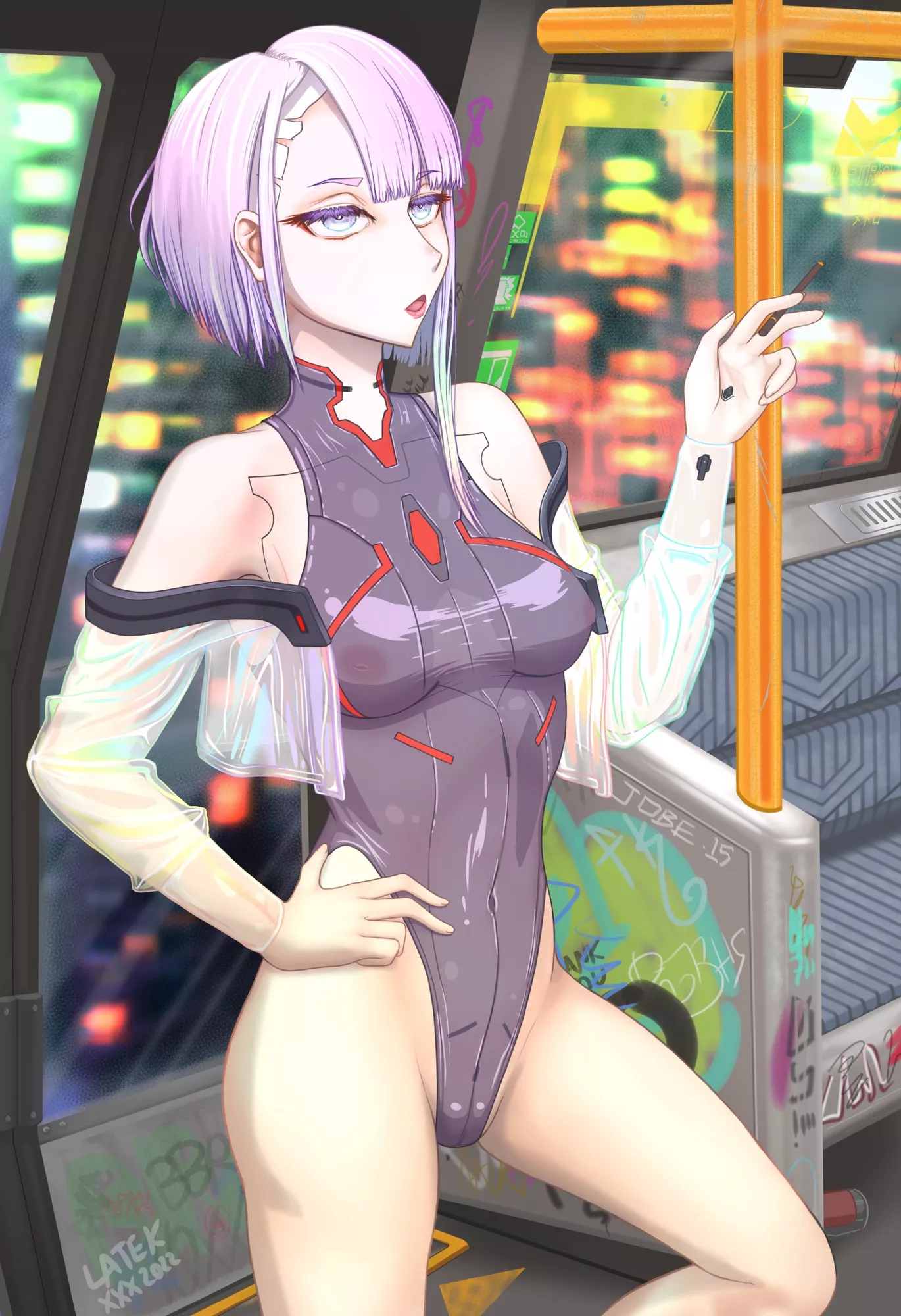 Lucy on the 2AM train [Cyberpunk Edgerunners] (OC)