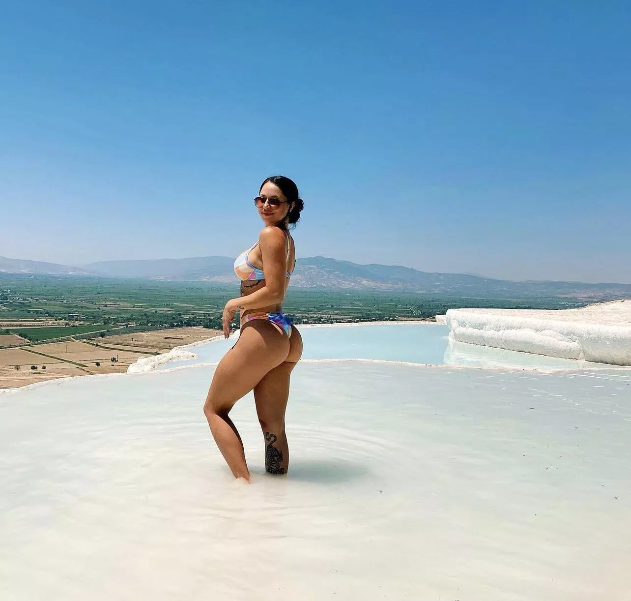 Multi color bikini on vacation