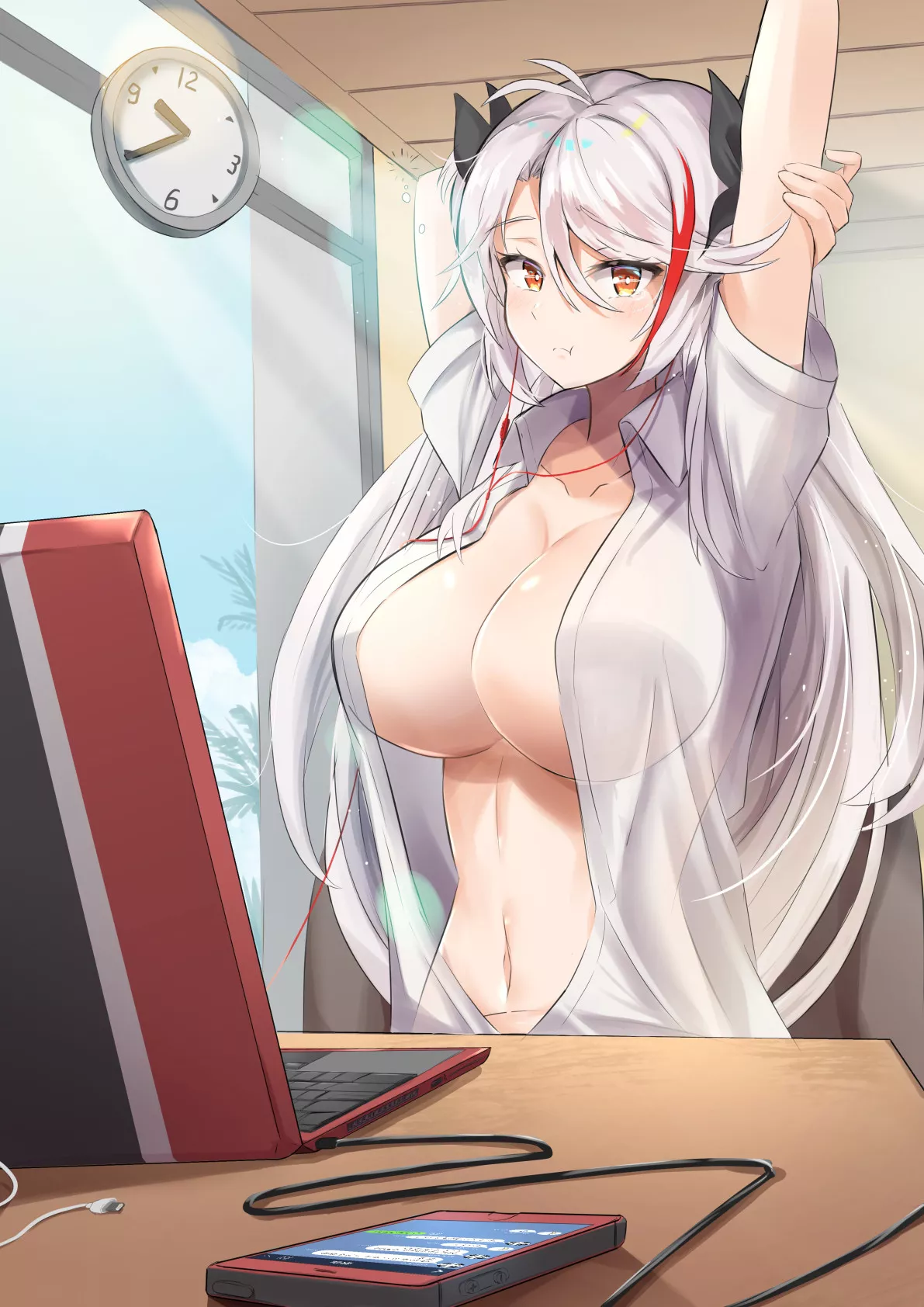 Prinz Eugen working from home (By Yak) [Azure Lane]