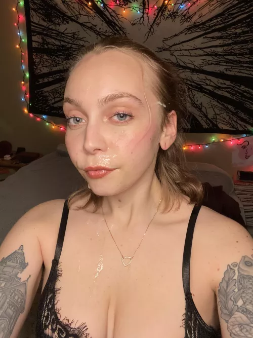 Selfie my girlfriend sent me after sucking my buddy's cock