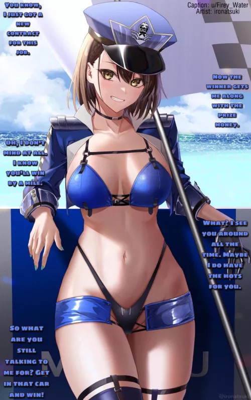 Smitten at the speedway. [Gender Neutral POV] [Light Teasing] [Implied Sex]