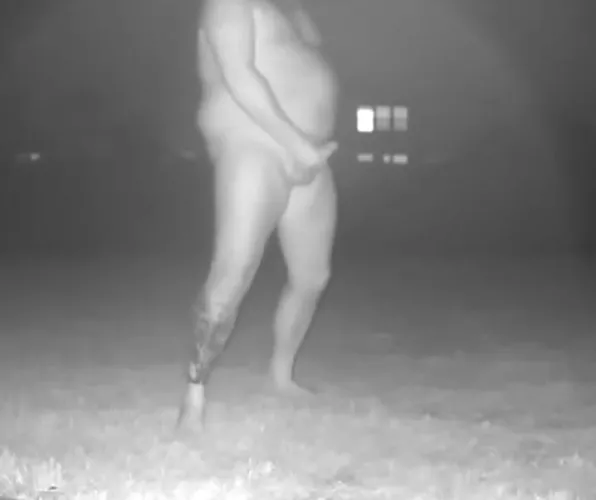 The security camera caught me in the back yard again. 😏