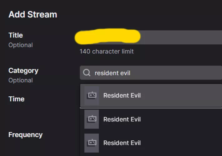 Why are there 3 Resident evil categories in the stream schedule editor? Glitch, or 3 different games with the same name?