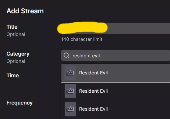 Why are there 3 Resident evil categories in the stream schedule editor? Glitch, or 3 different games with the same name?