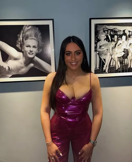 Amy wrapped up in tight shiny outfit