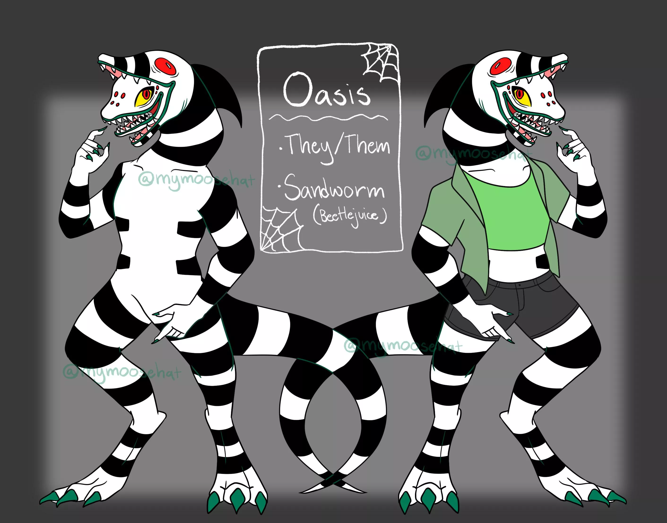 Beetlejuice sandworm fursona for Halloween! :D (Art by me!)