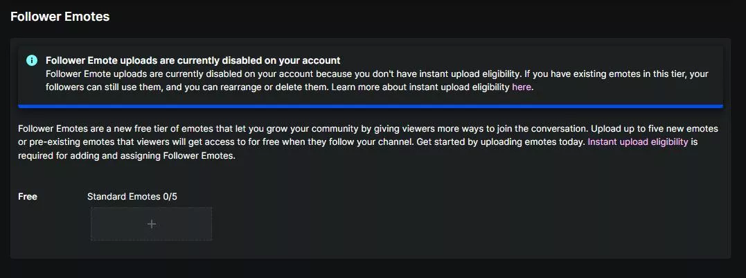i just got Affiliated this morning, just finished the the tax information and payout method and now to the fun free emotes that everyone can use….. why do i get this message? i’m confused.