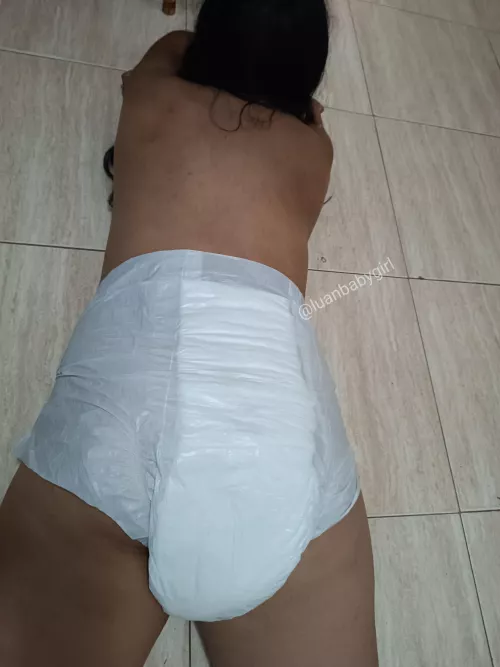 I went to bed to wait for you daddy, my diaper is ready to be changed!