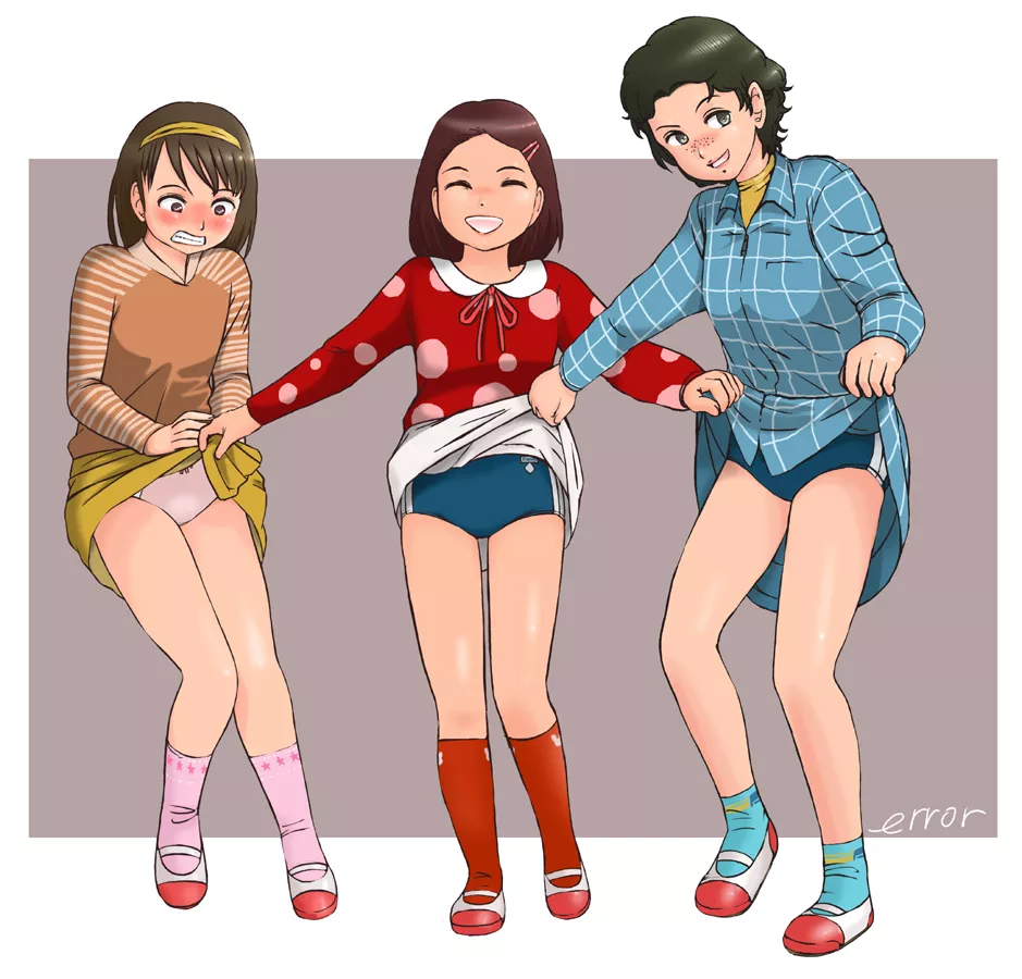 Just kidding, we're all wearing bloomers, see? (errorless)