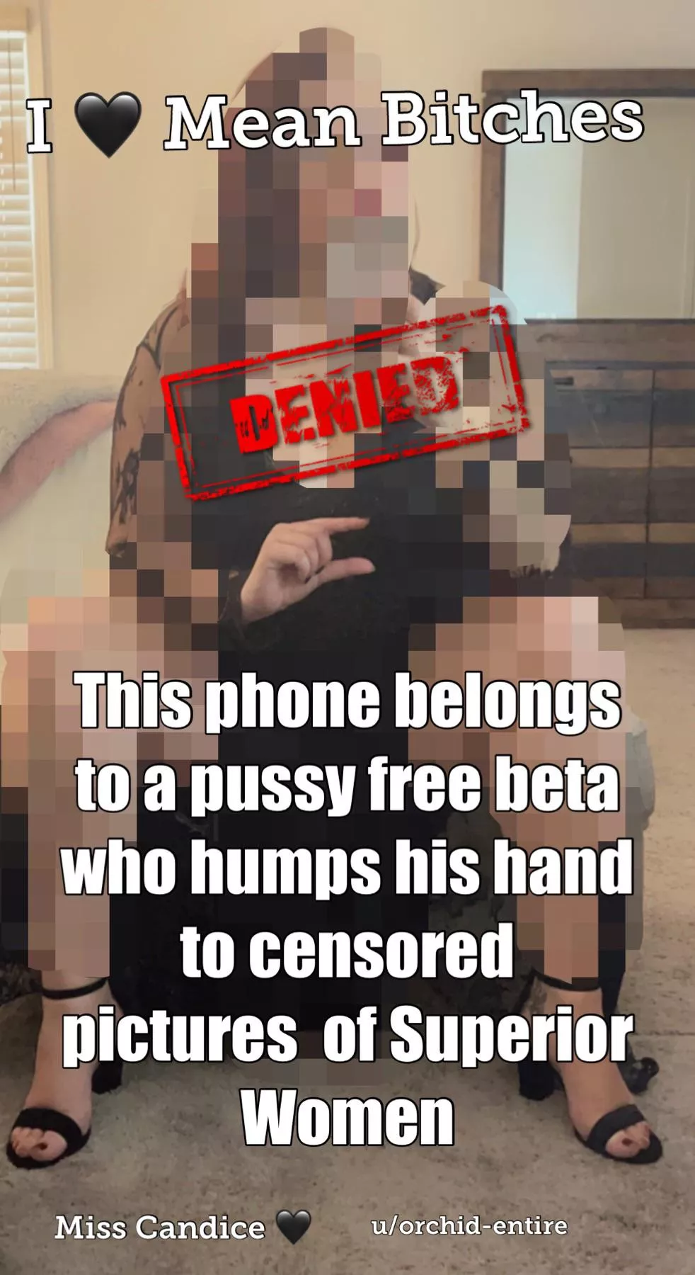 New task for you, beta. Make this your phone lock screen for the rest of this weekend. I hope everyone sees it and knows what a pathetic worm you are. Comment with a 🖤 once you’ve got it set. [Domme]