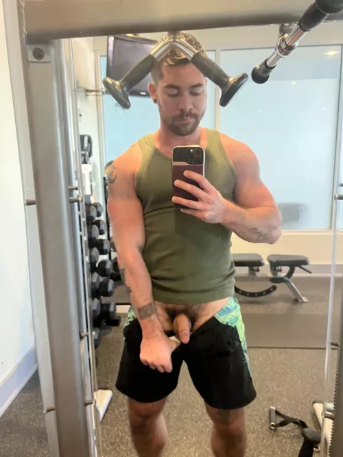 Pulling it out at the hotel gym