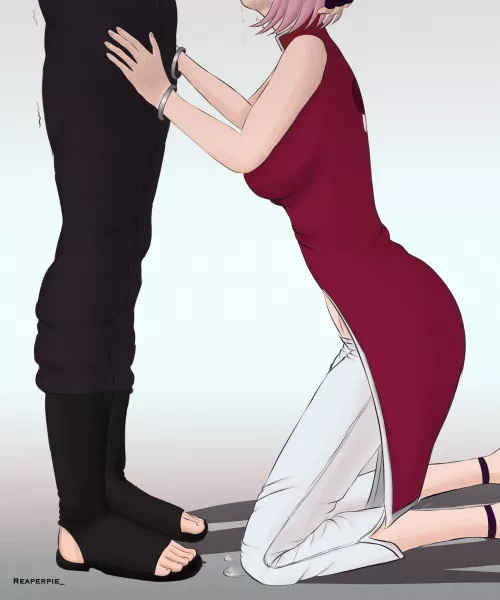 Sakura on her knees for Sasuke