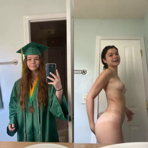 Under the graduation gown
