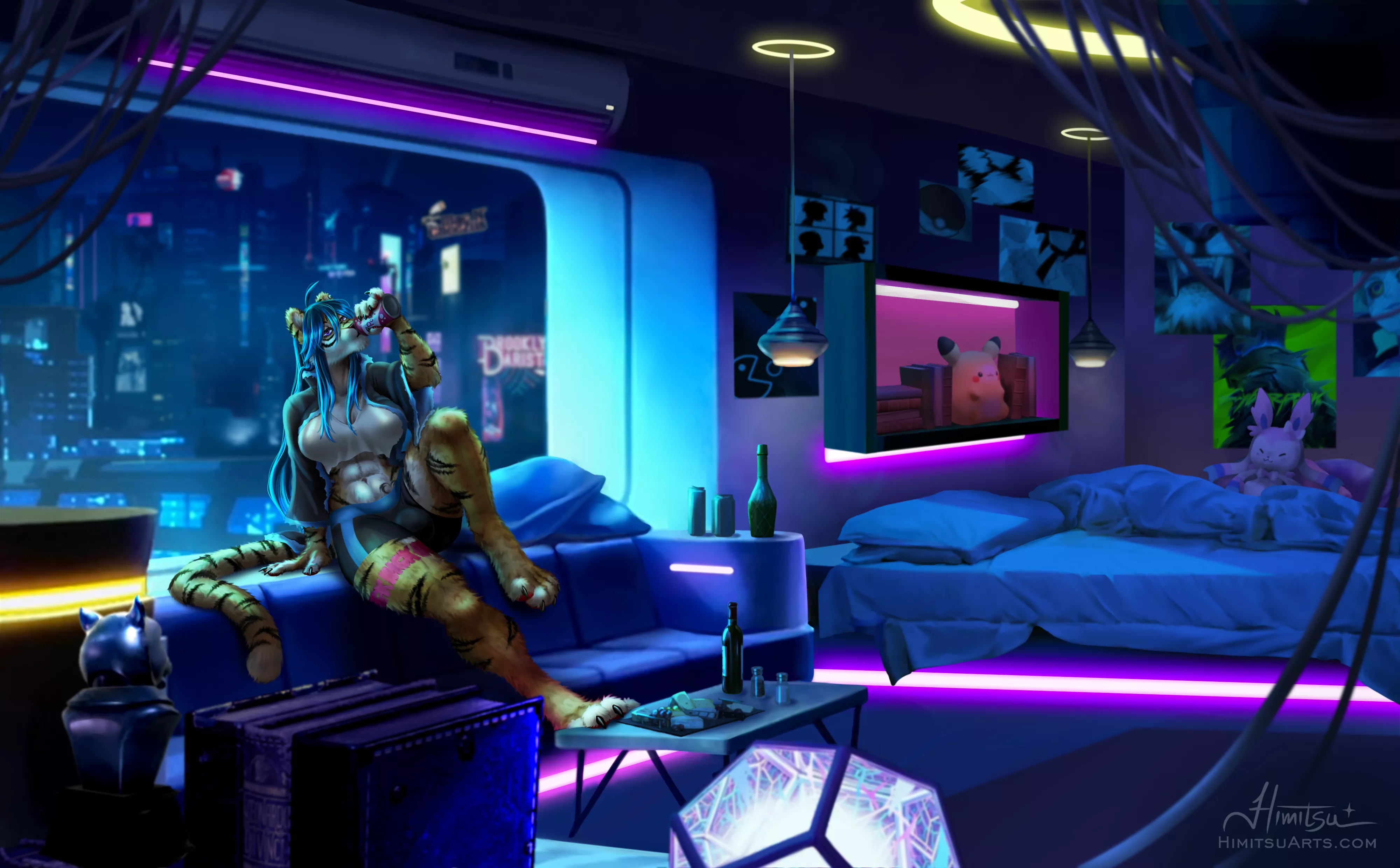 A Cyberpunk inspired room for Maxiin. <3 | Art by me