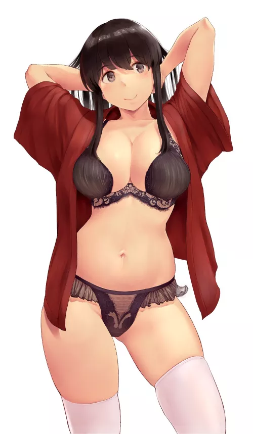 Akagi Black Underwear (Wa) [Kantai Collection]